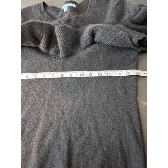 Antonio Melani Sweater Womens Medium Black 100% Cashmere Ruffle Trim Crewneck - Picture 6 of 7